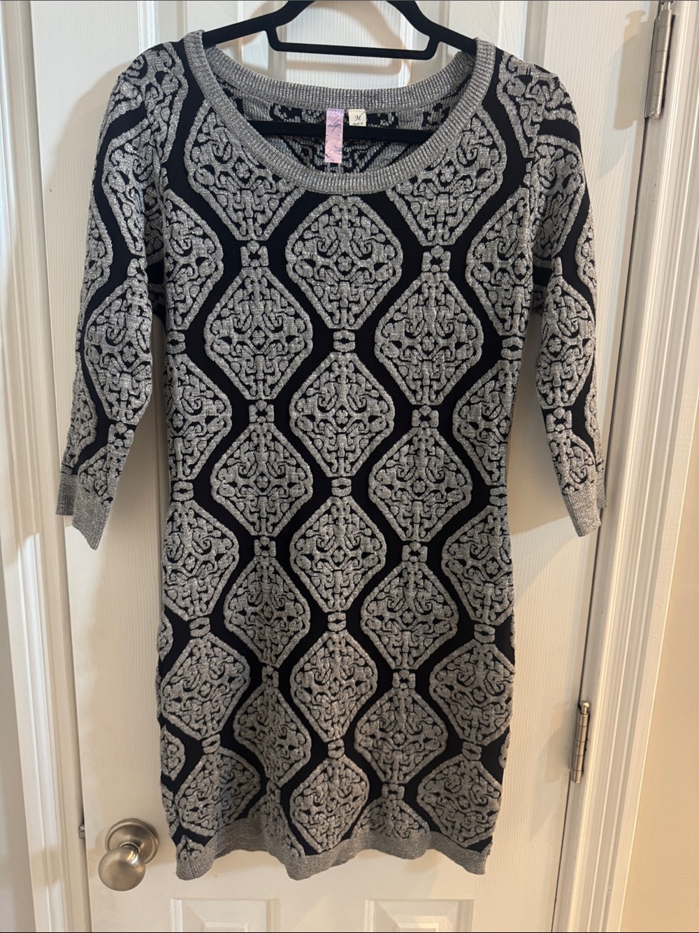 Alya Metallic Silver & Black Dress